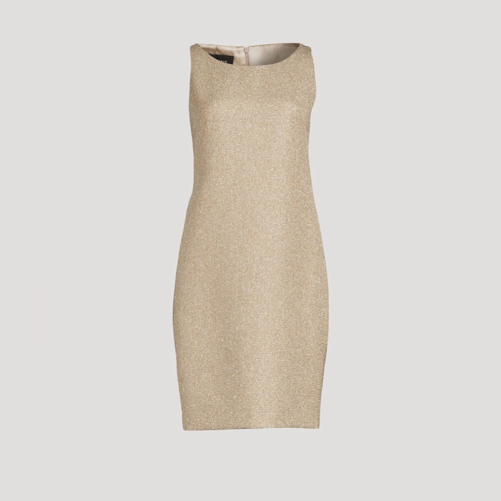 Akris New Gold Metallic Knit Sleeveless Sheath Dress Size US 12 $2,390.00